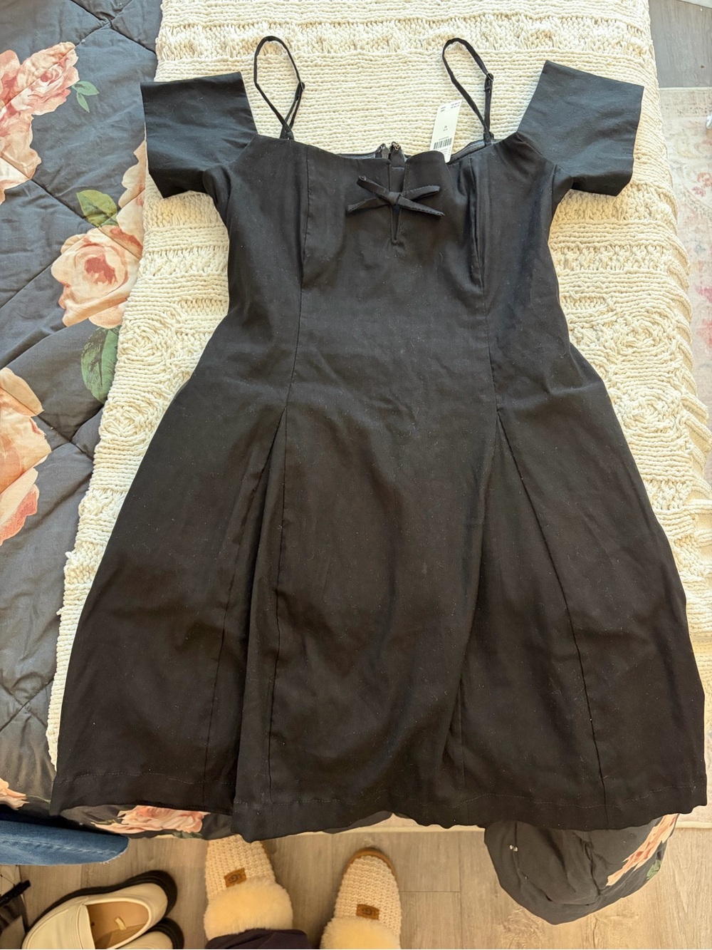 Maeve Black Off-Shoulder Dress with Tie Detail